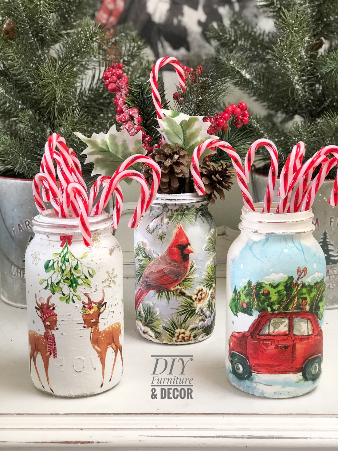 Decoupaged Mason Jars