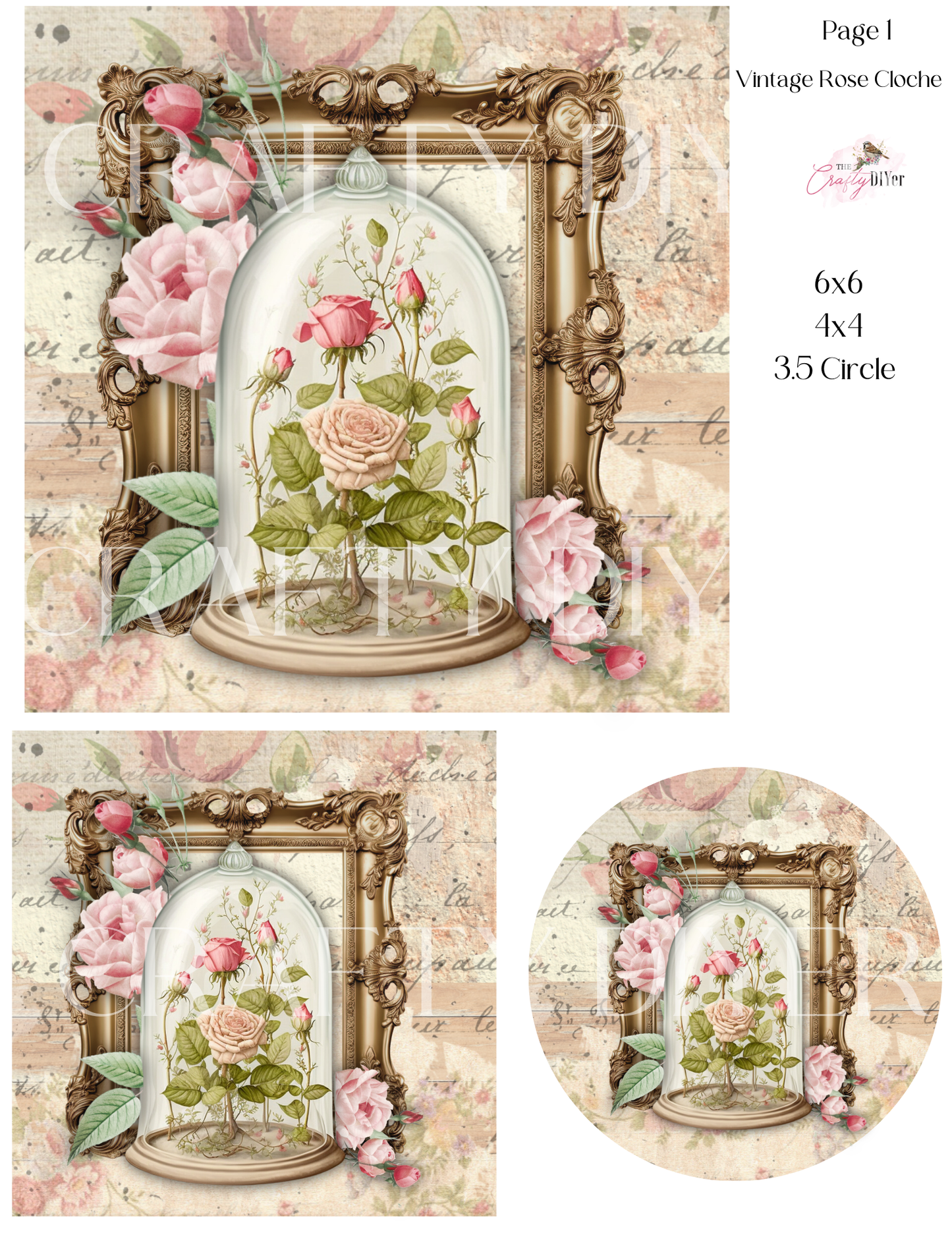 Vintage Rose Cloche Digital Printables