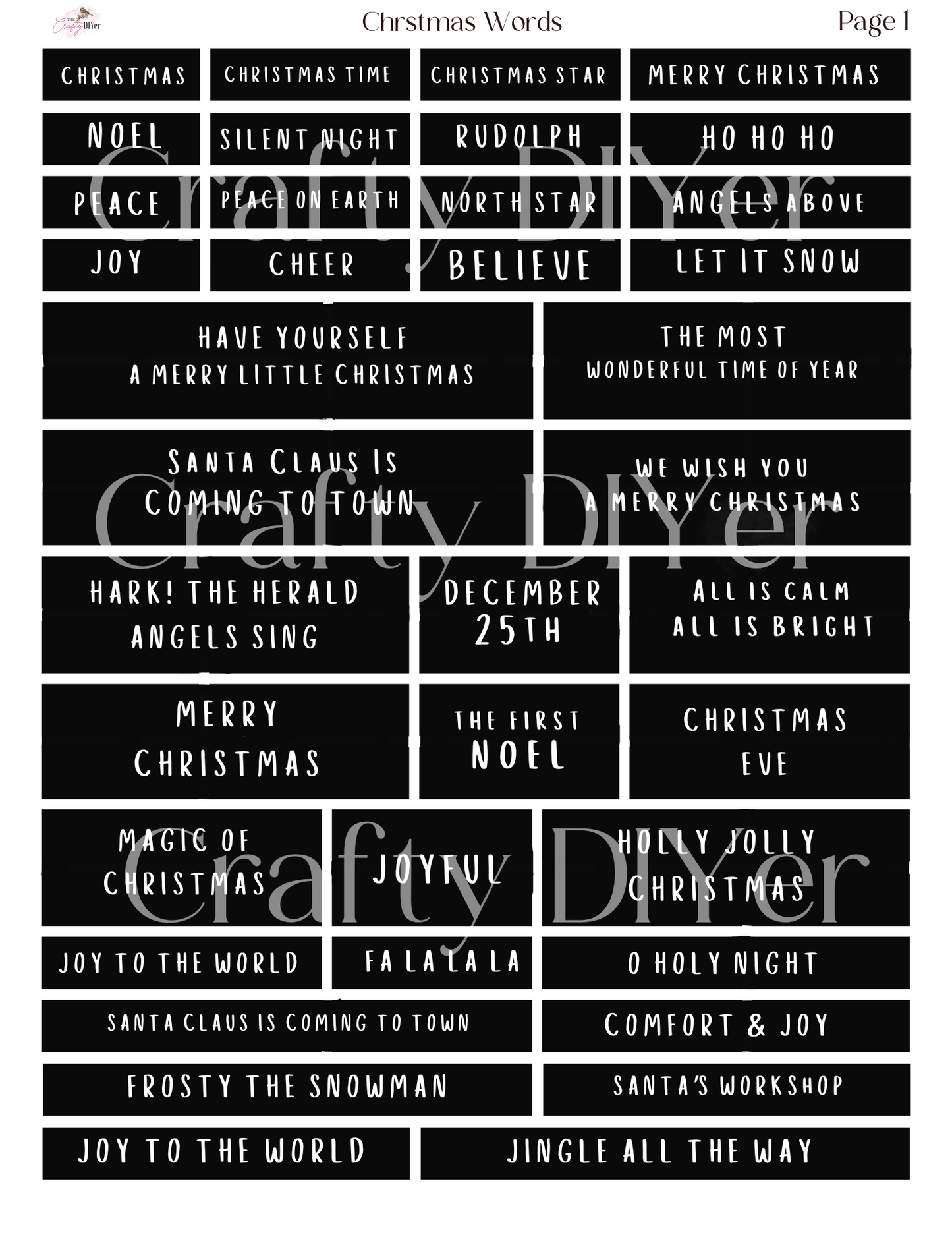 Christmas Words Digital Printables