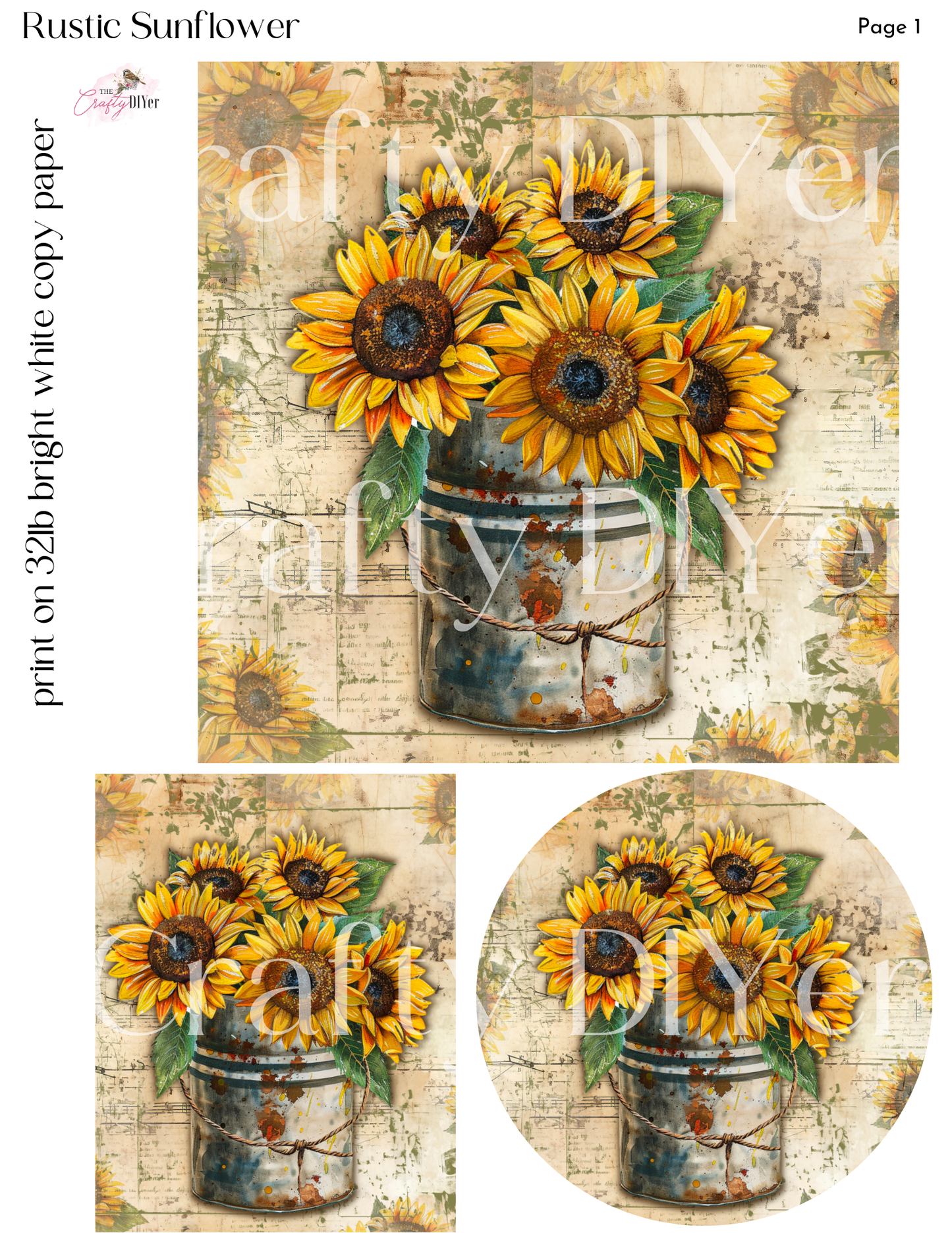 Rustic Sunflower Digital Printables