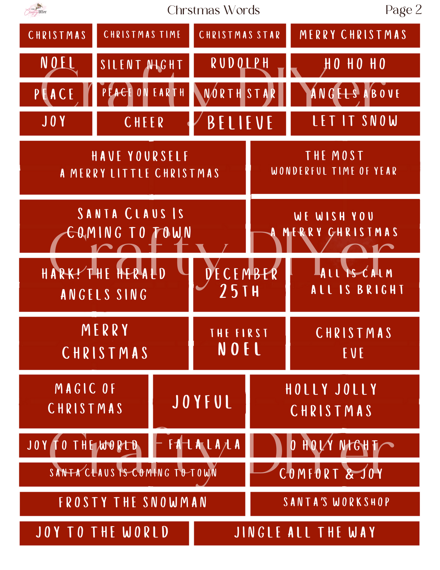 Christmas Words Digital Printables