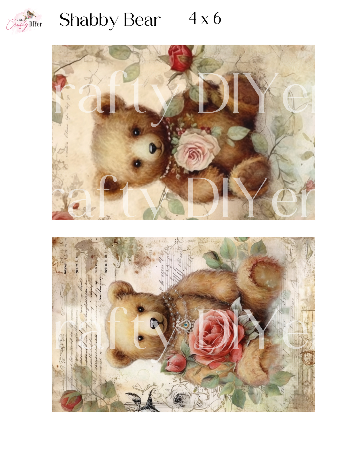 Shabby Bear Printables