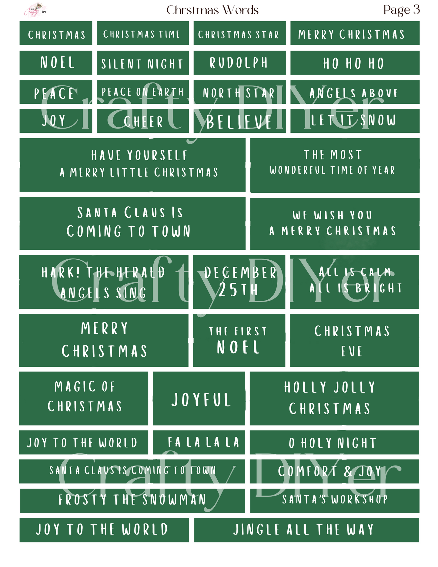 Christmas Words Digital Printables