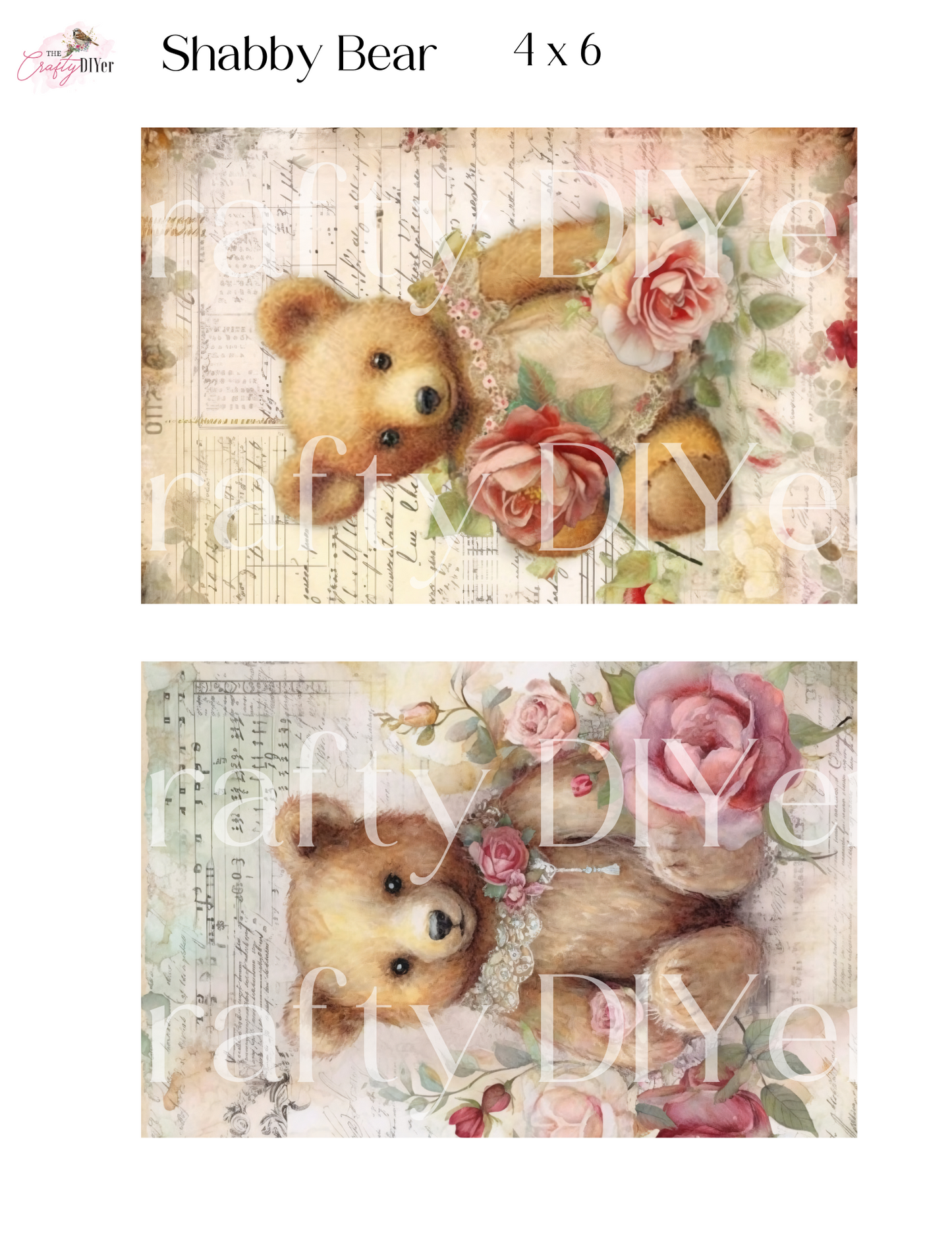 Shabby Bear Printables