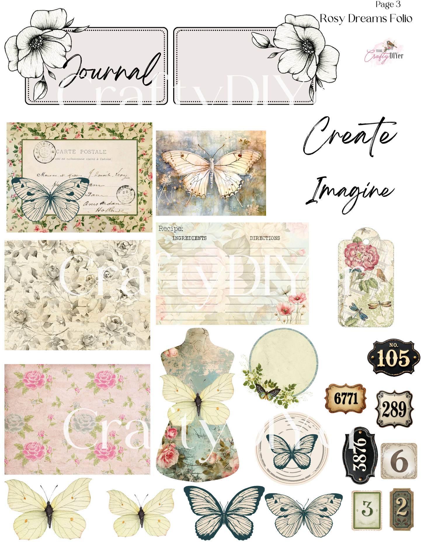 Rosy Dream Folio Digital Printables