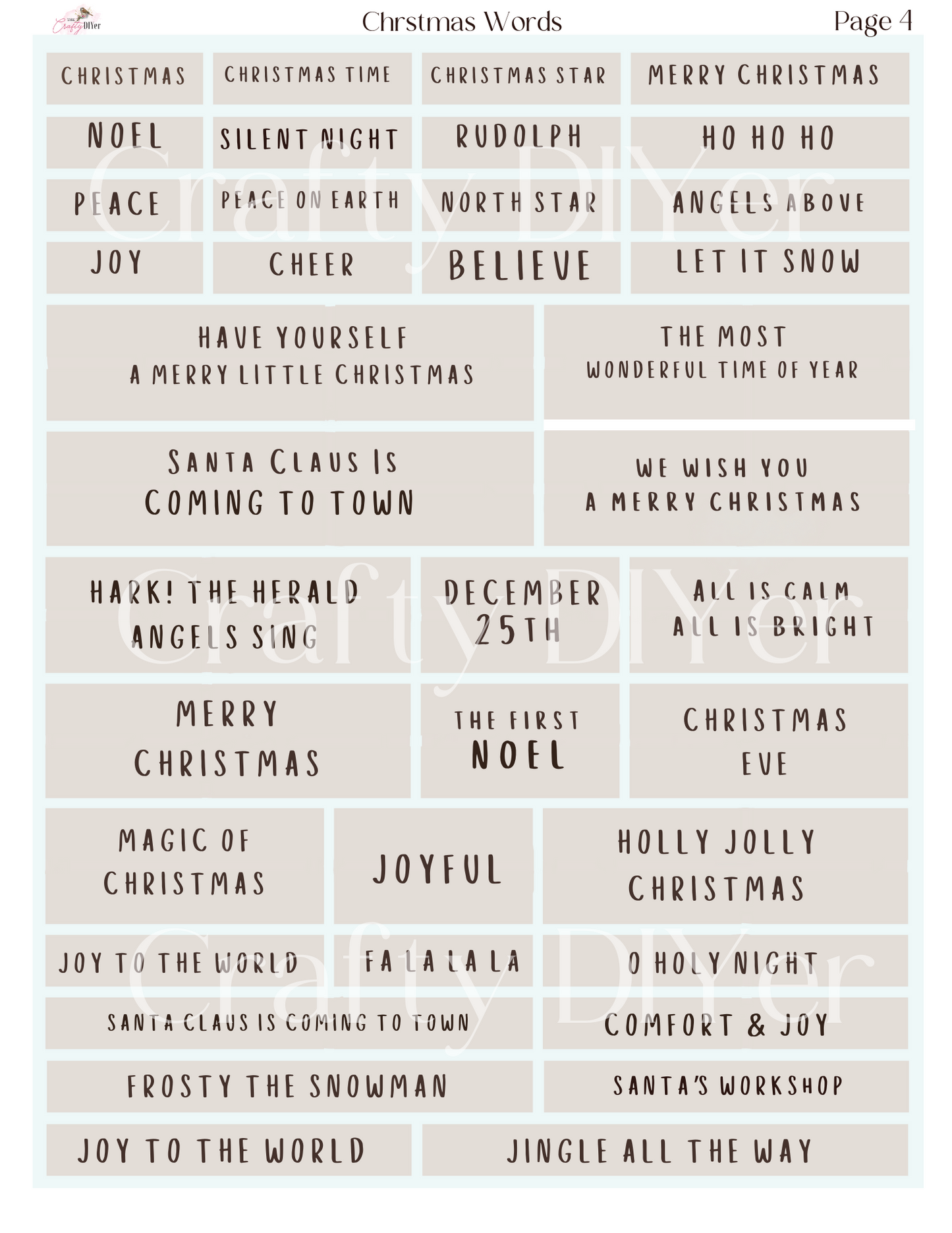 Christmas Words Digital Printables