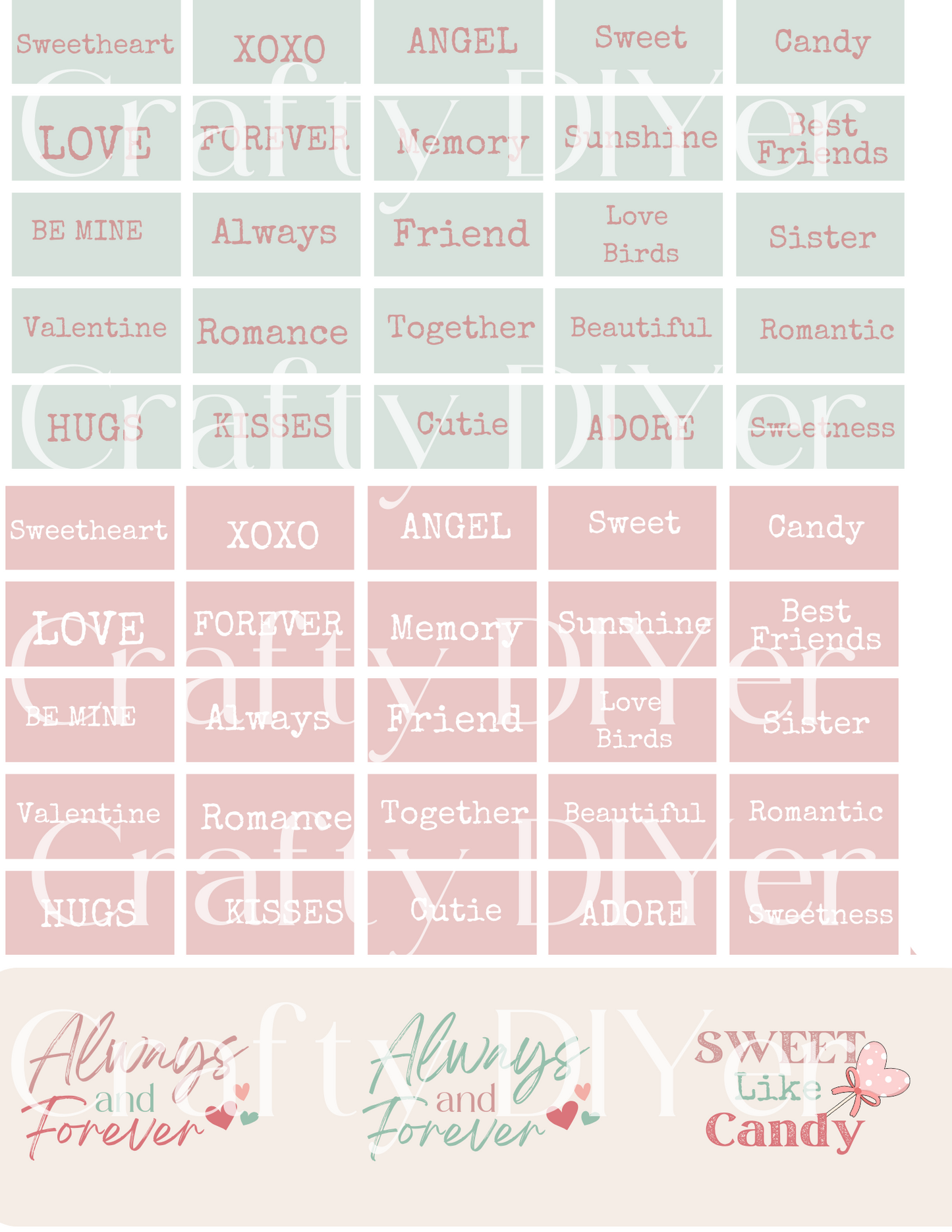 Valentine Sentiments Digital Printables