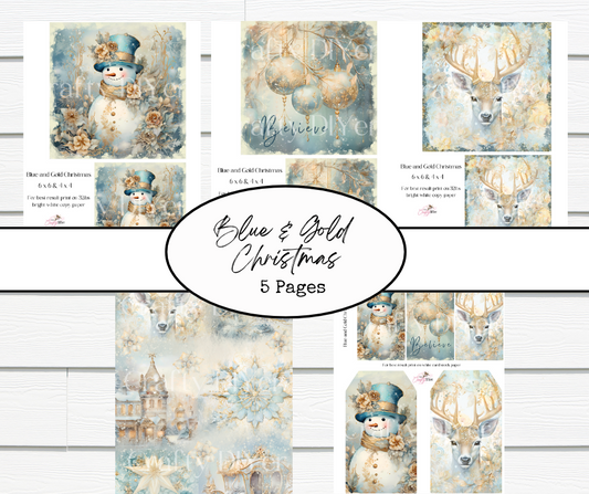 Blue and Gold Christmas Digital Printables