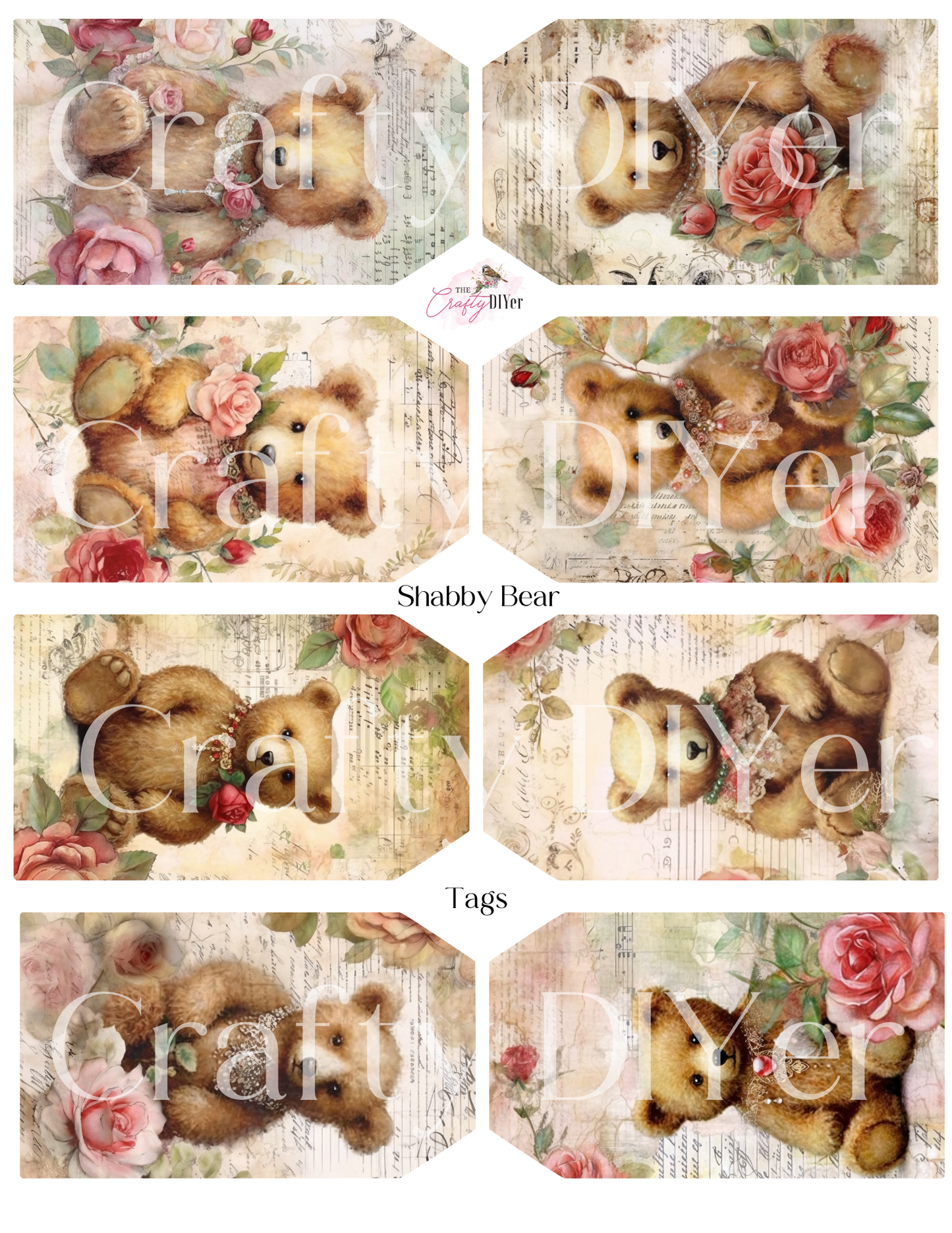 Shabby Bear Printables