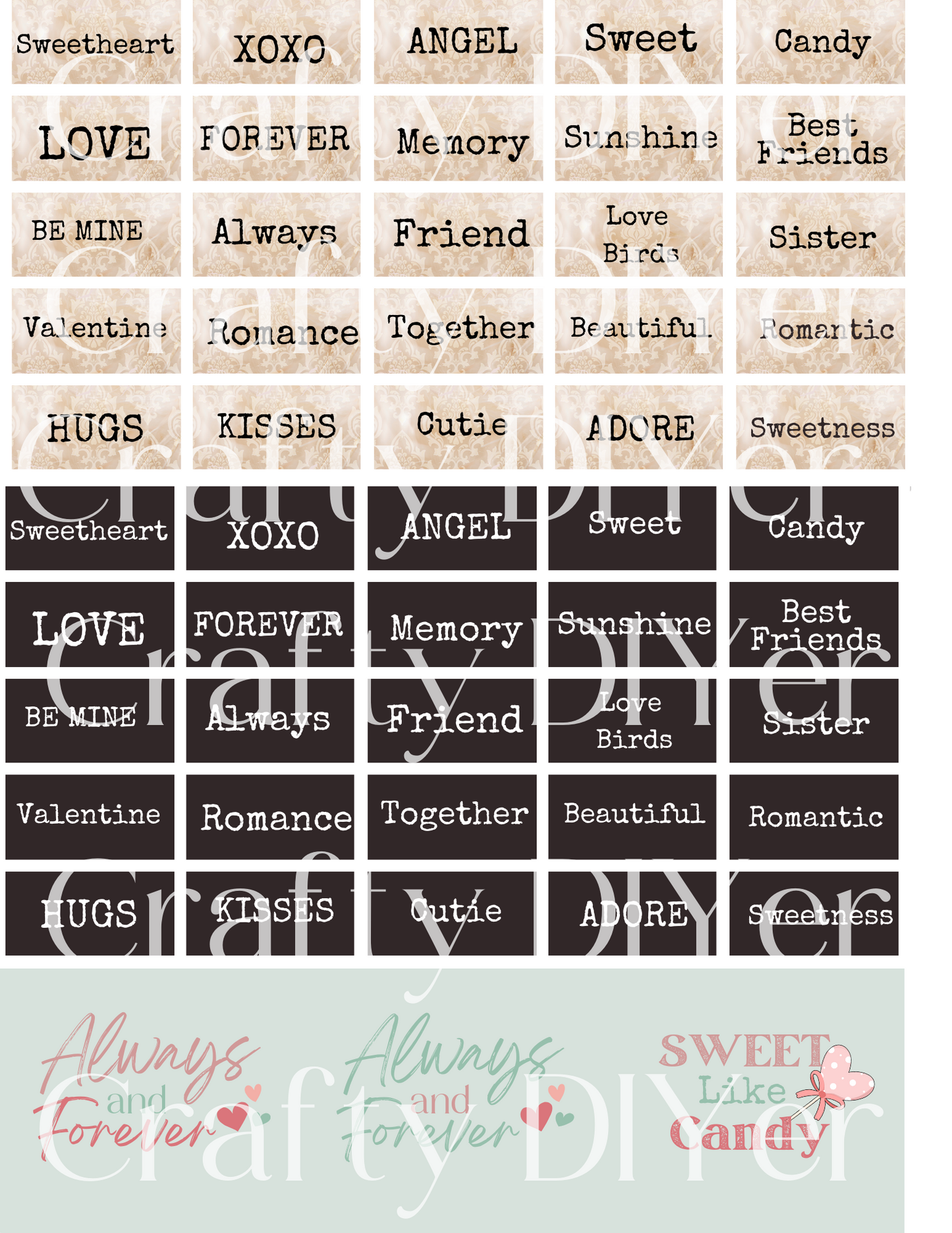 Valentine Sentiments Digital Printables