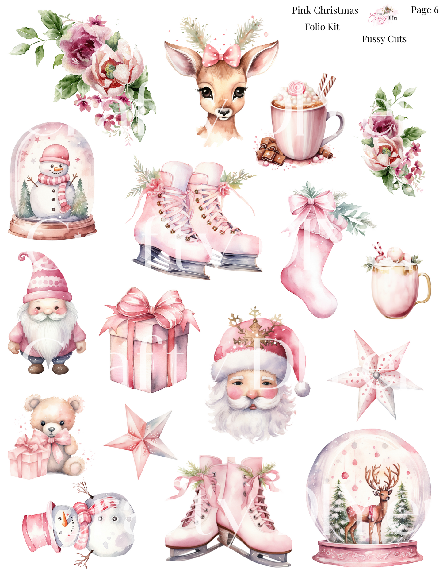 Pink Christmas Folio Kit Digital Printables