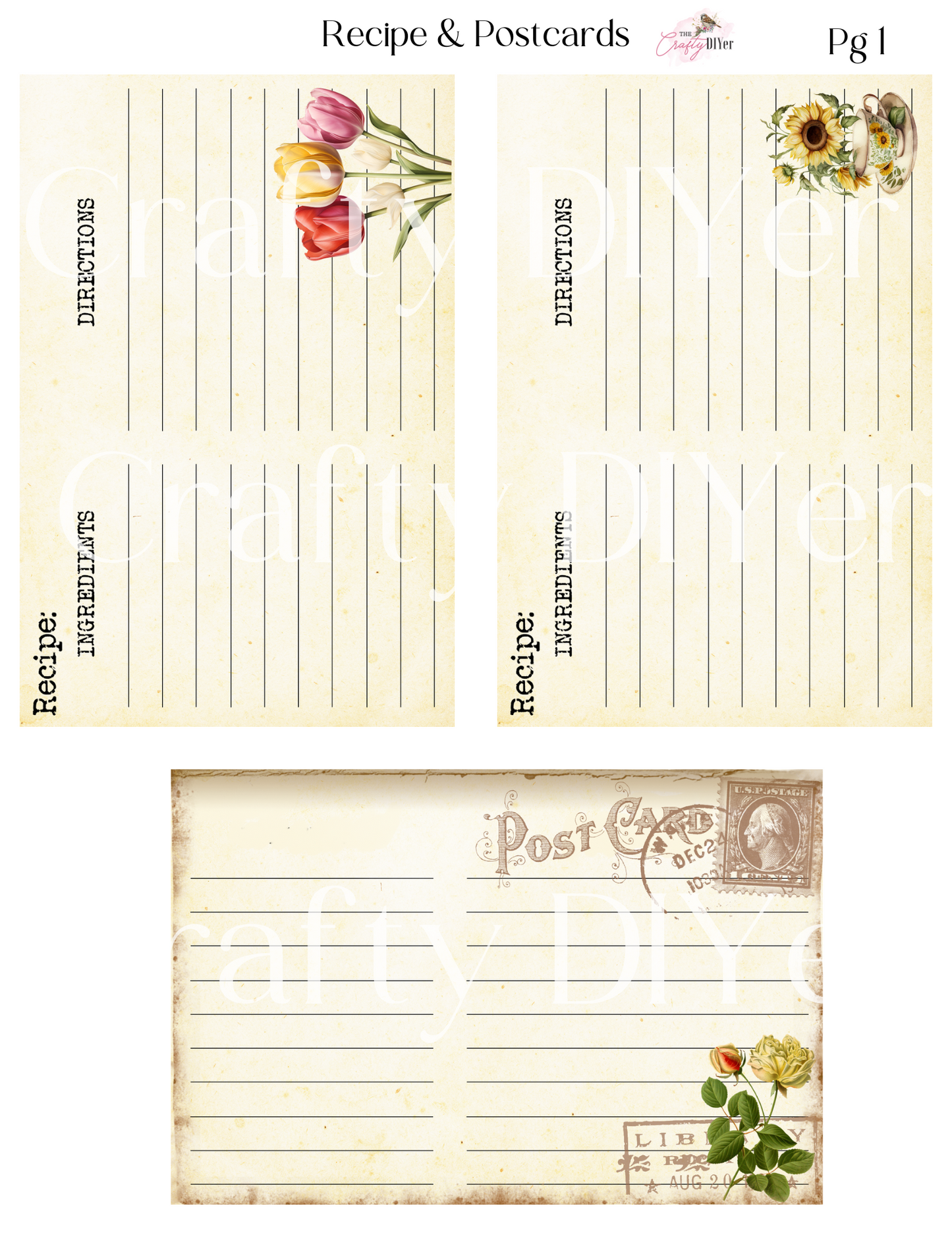 Recipe & Postcards Digital Printables (April 2024 DPC Exclusive)