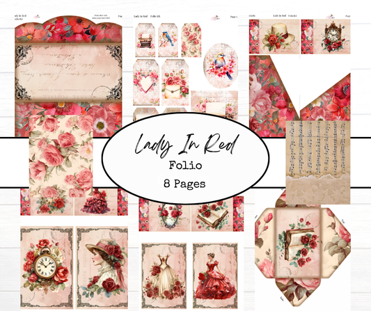 Lady in Red Folio Kit Digital Printables