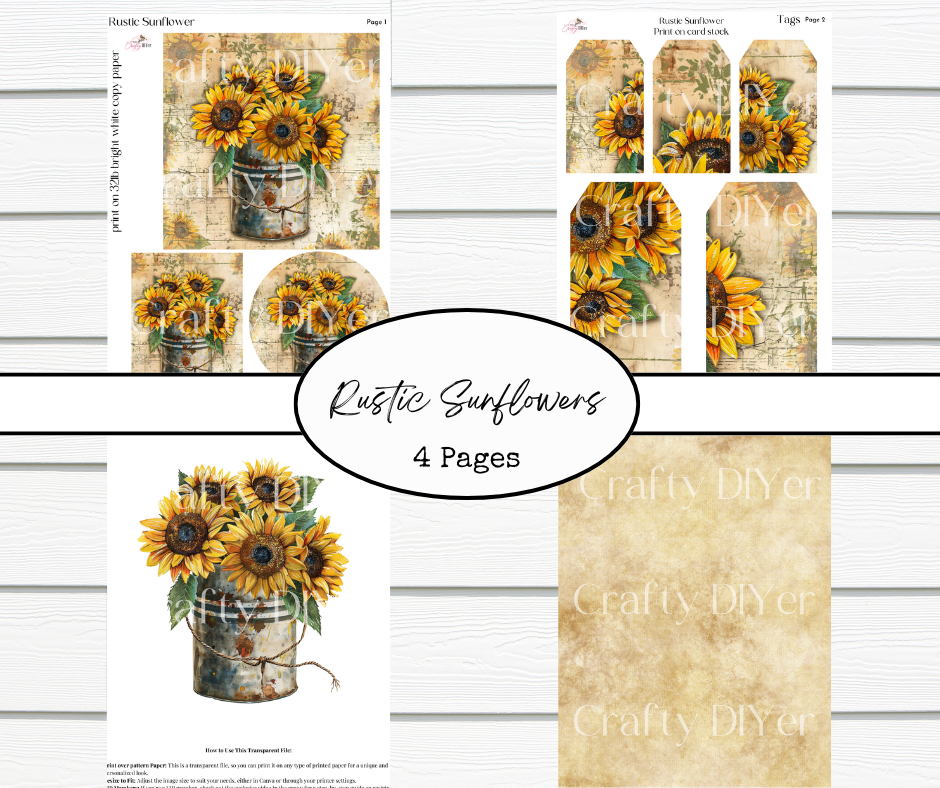 Rustic Sunflower Digital Printables