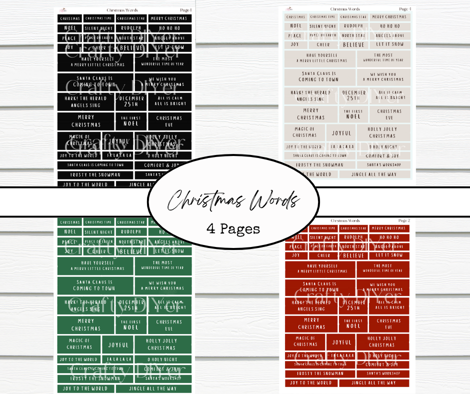 Christmas Words Digital Printables