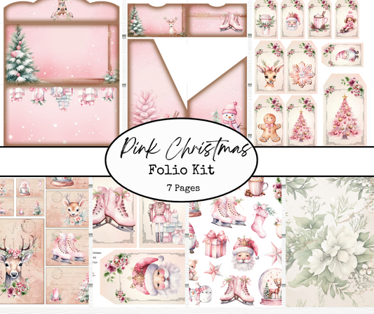 Pink Christmas Folio Kit Digital Printables