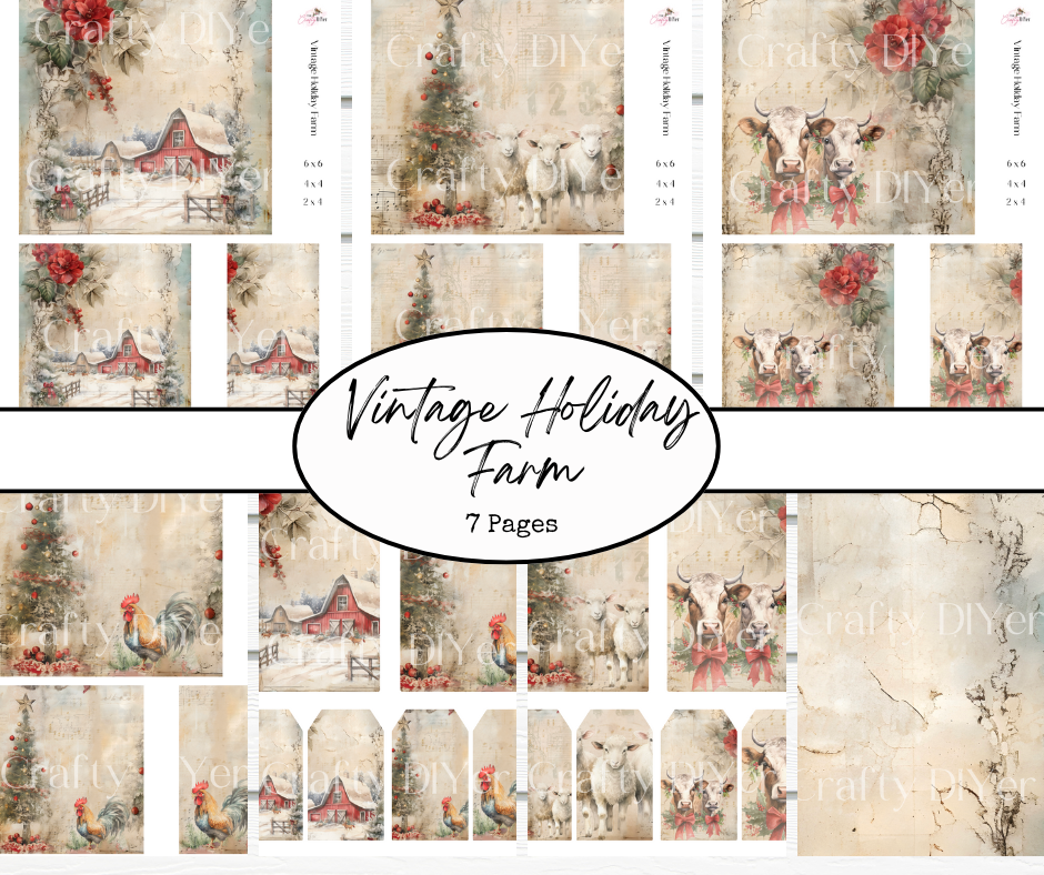 Vintage Holiday Farm Digital Printables